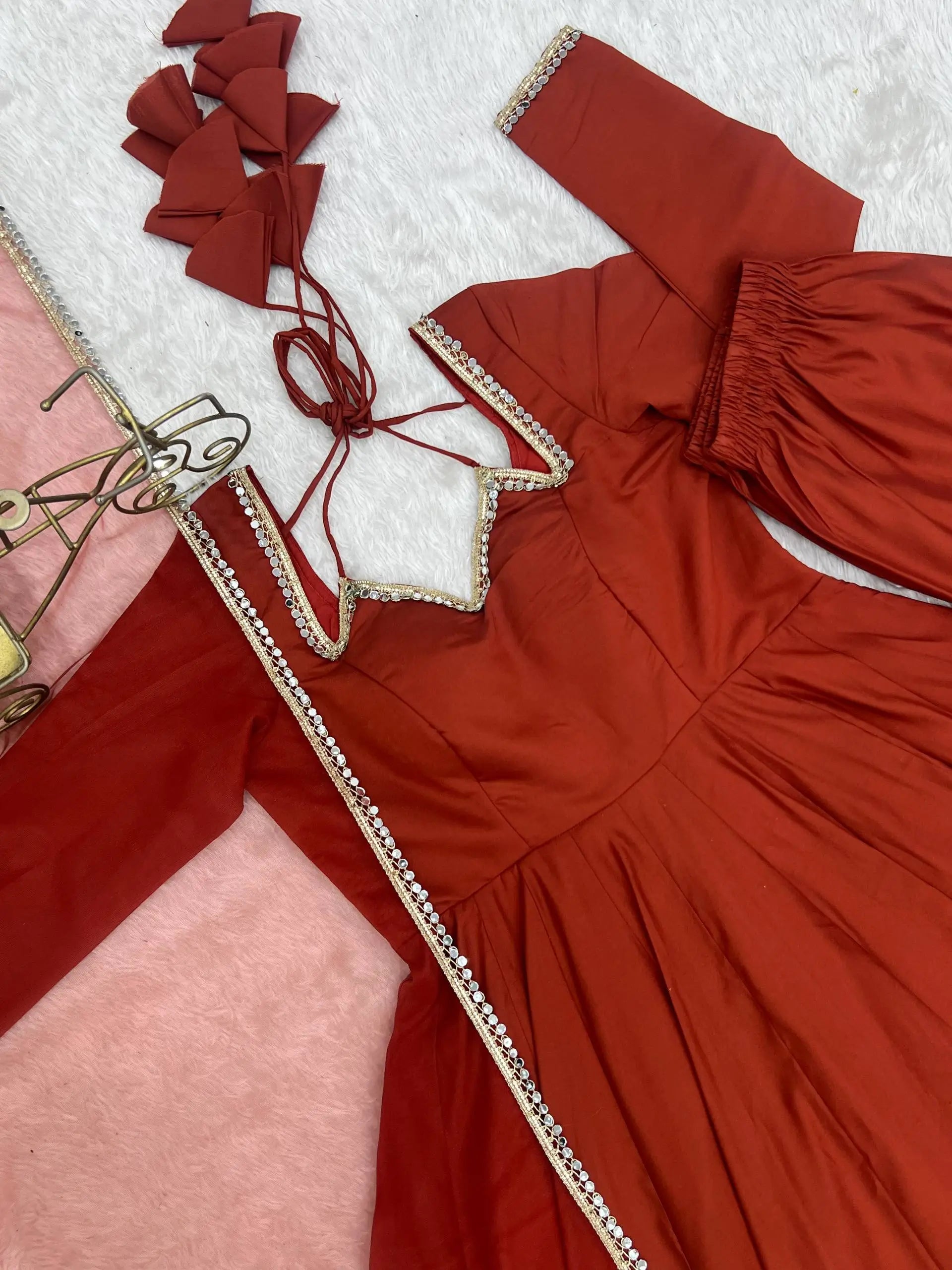 Roman Silk Chanderi Anarkali Suit Set