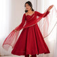 Roman Silk Chanderi Anarkali Suit Set