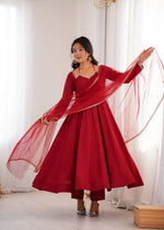 Roman Silk Chanderi Anarkali Suit Set