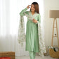 Roman Silk Chanderi Nyra Cut Kurta Set with Organza Floral Dupatta