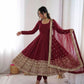 Roman Silk Embroidered Anarkali Gown Set