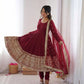 Roman Silk Embroidered Anarkali Gown Set