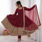 Roman Silk Embroidered Anarkali Gown Set