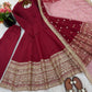 Roman Silk Embroidered Anarkali Gown Set