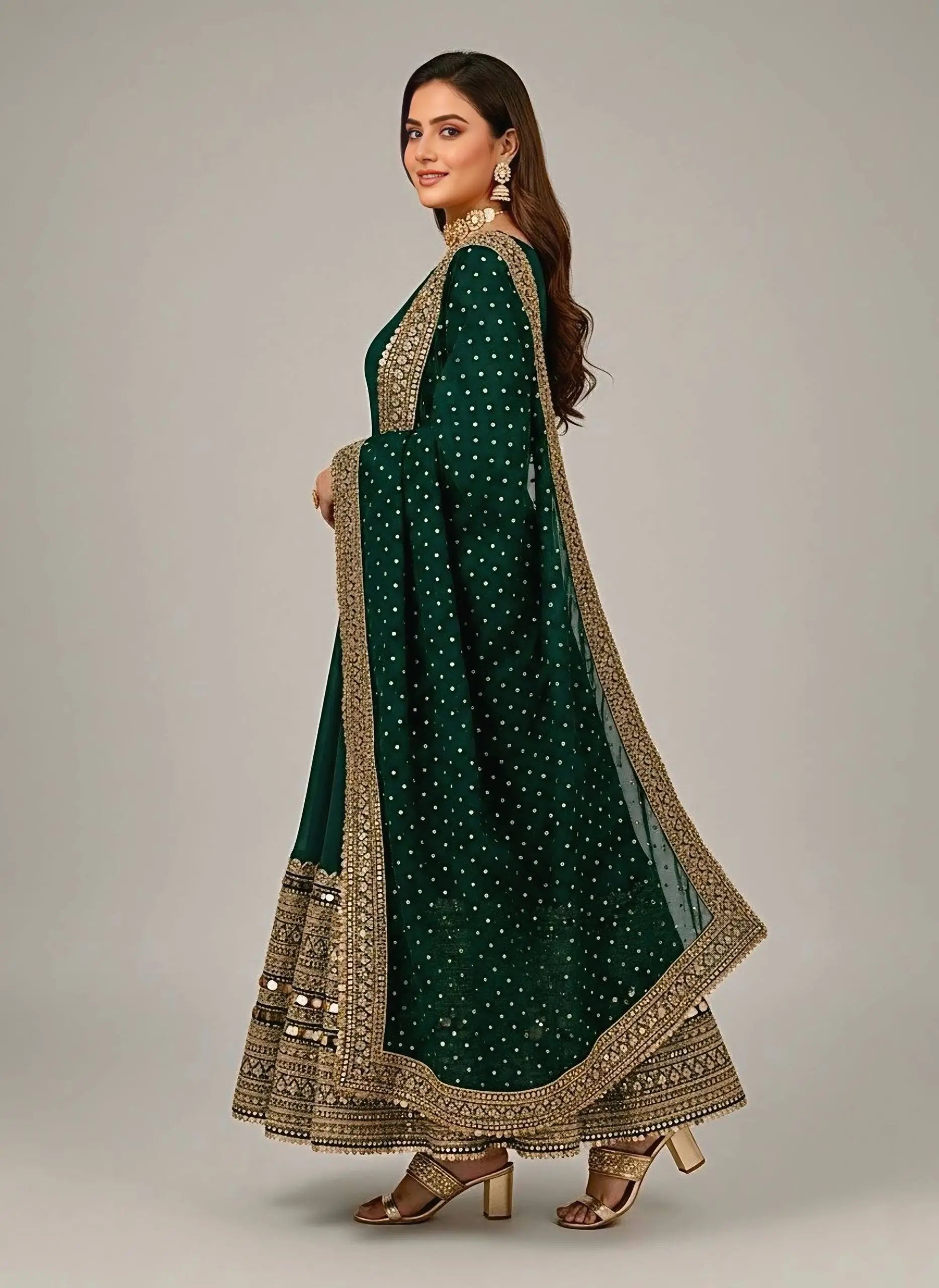 Roman Silk Embroidered Anarkali Set