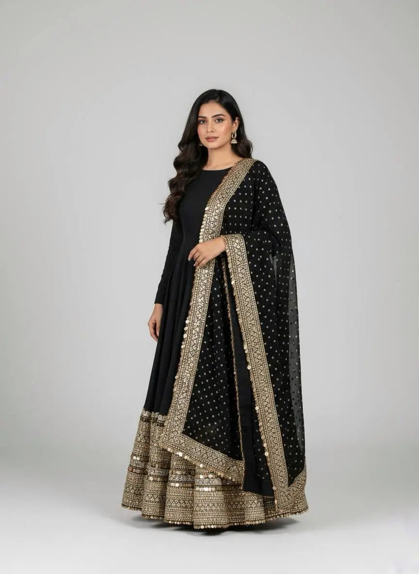 Roman Silk Embroidered Anarkali Set