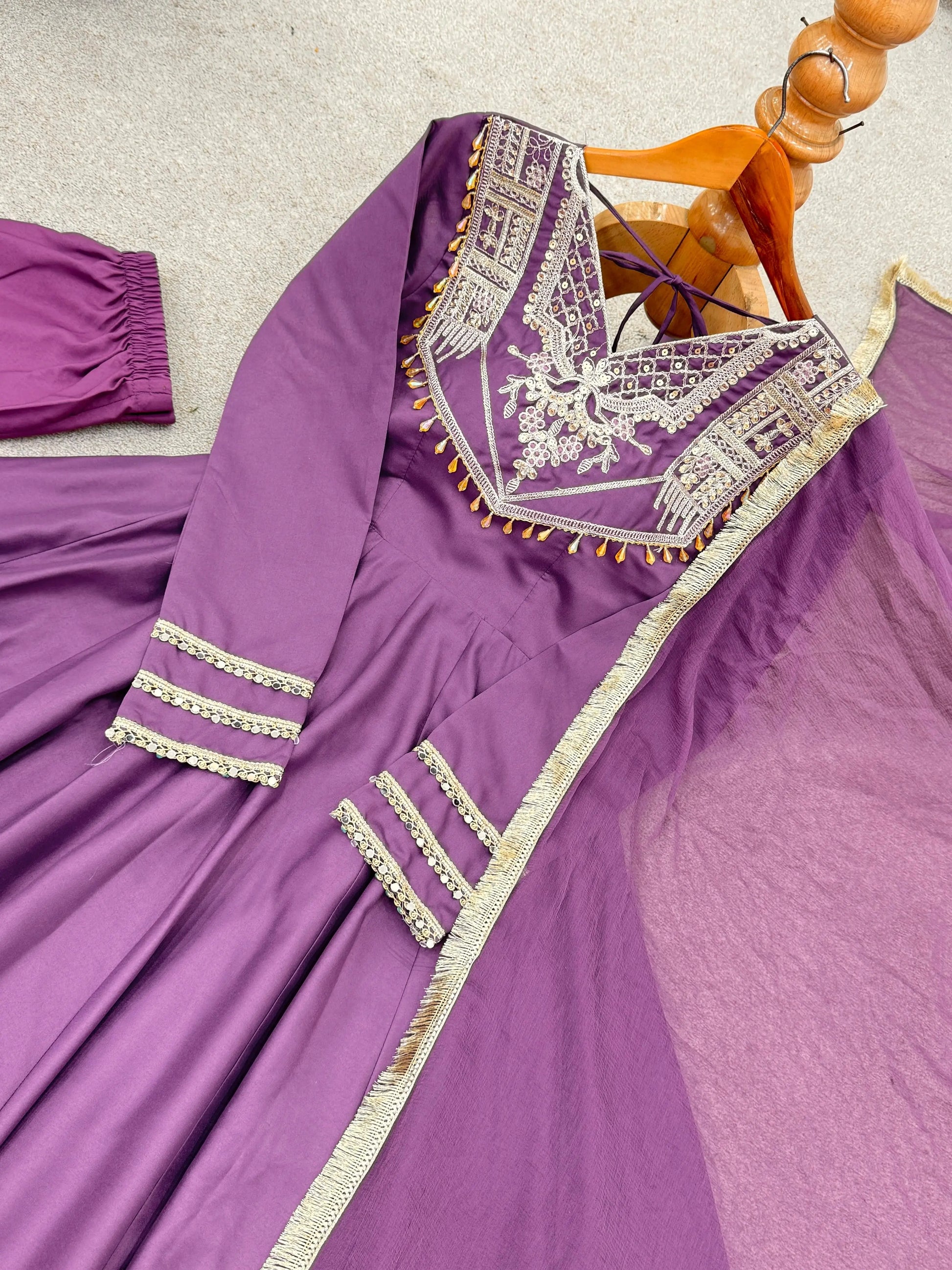 Roman Silk Embroidered Anarkali Set