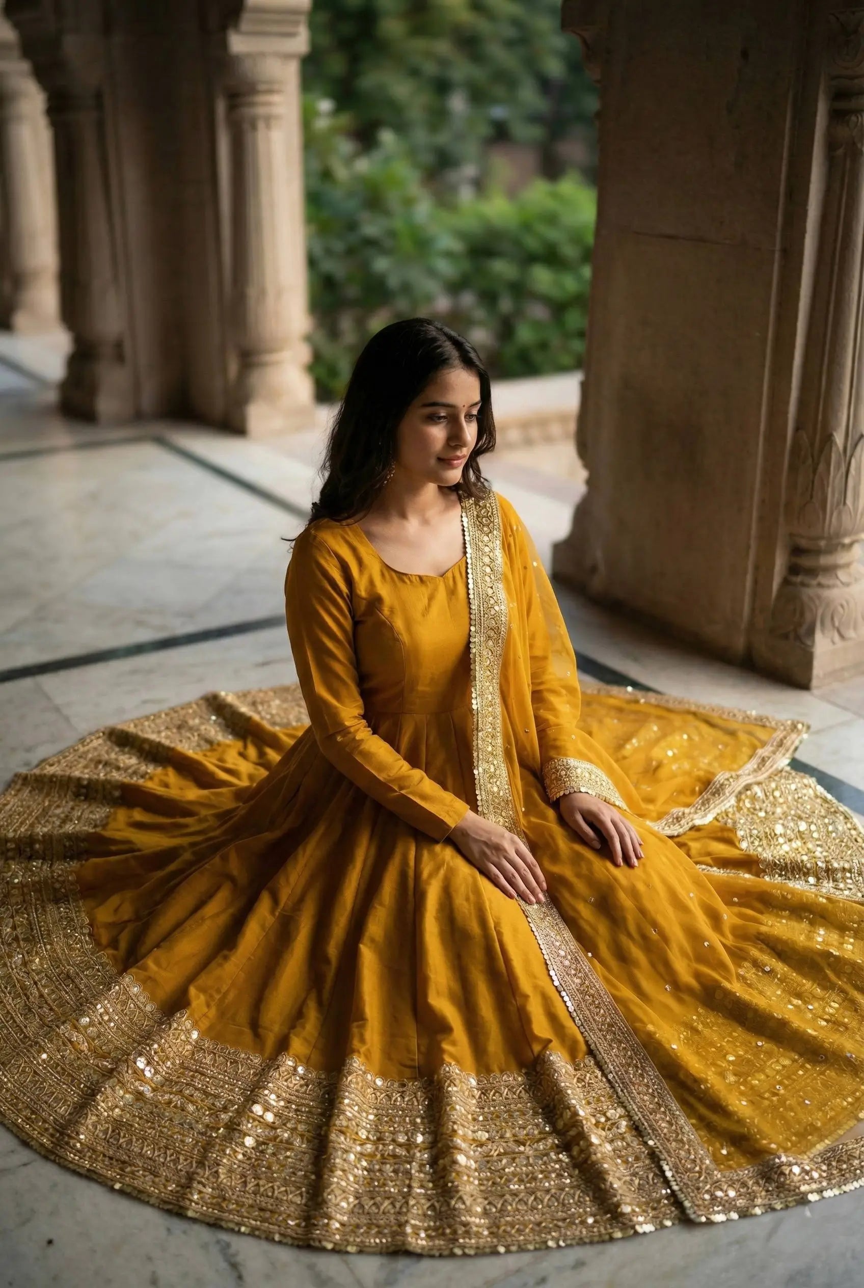 Roman Silk Embroidered Anarkali Set