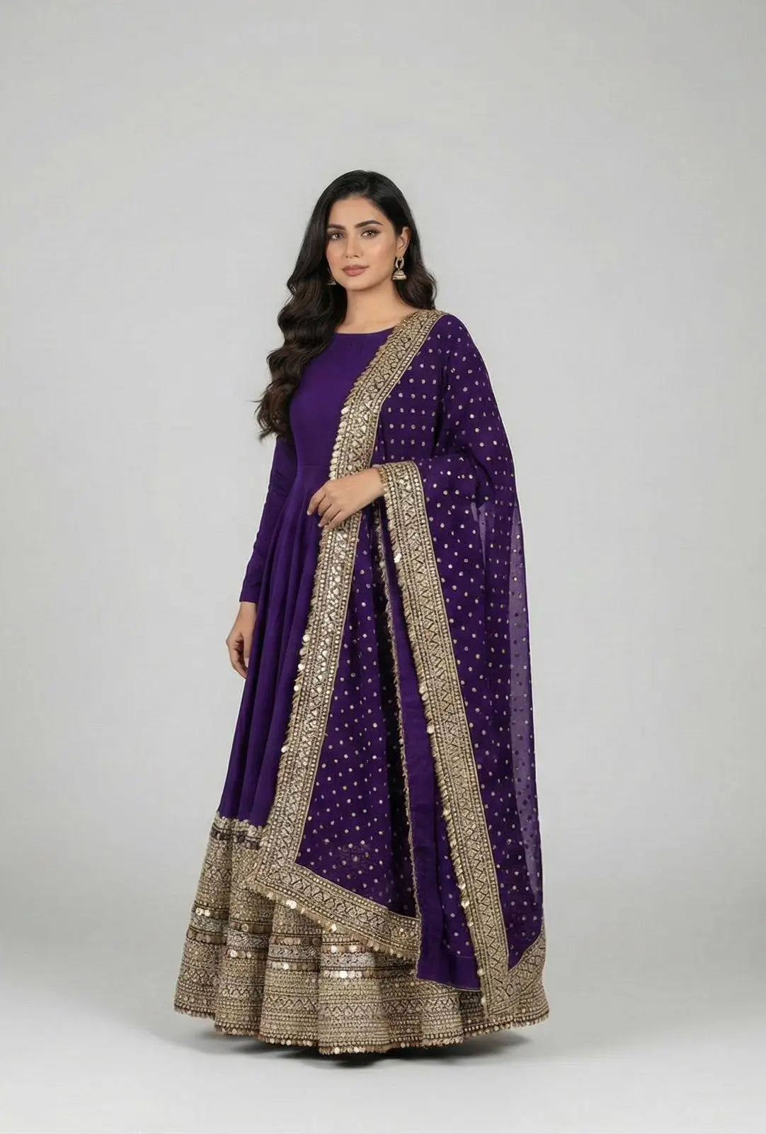 Roman Silk Embroidered Anarkali Set