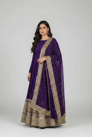 Roman Silk Embroidered Anarkali Set