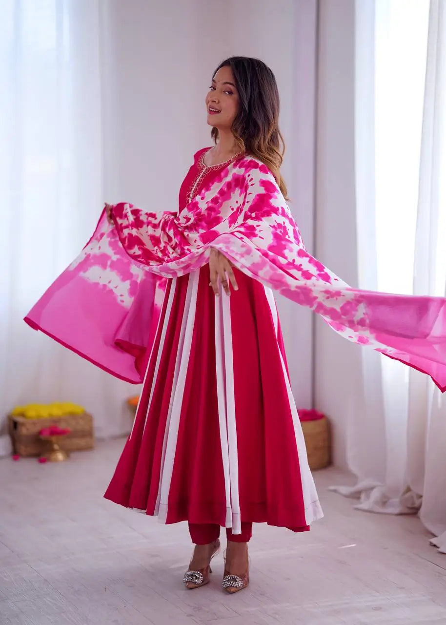 Roman Silk Embroidered Gown Set