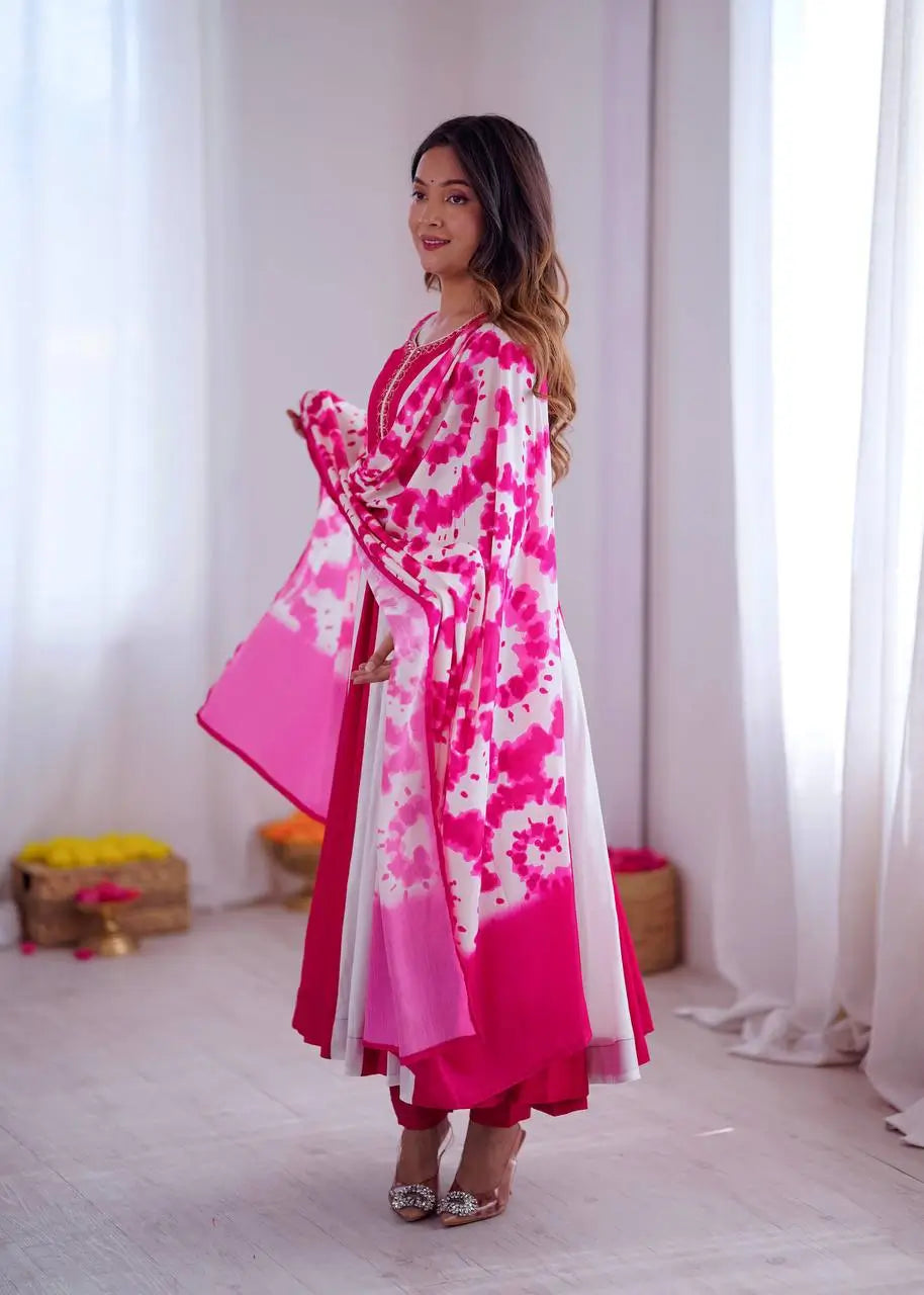 Roman Silk Embroidered Gown Set
