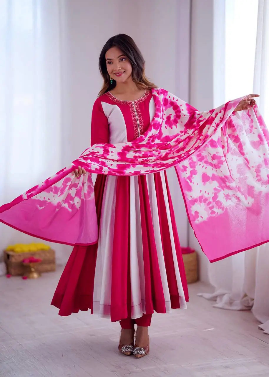 Roman Silk Embroidered Gown Set