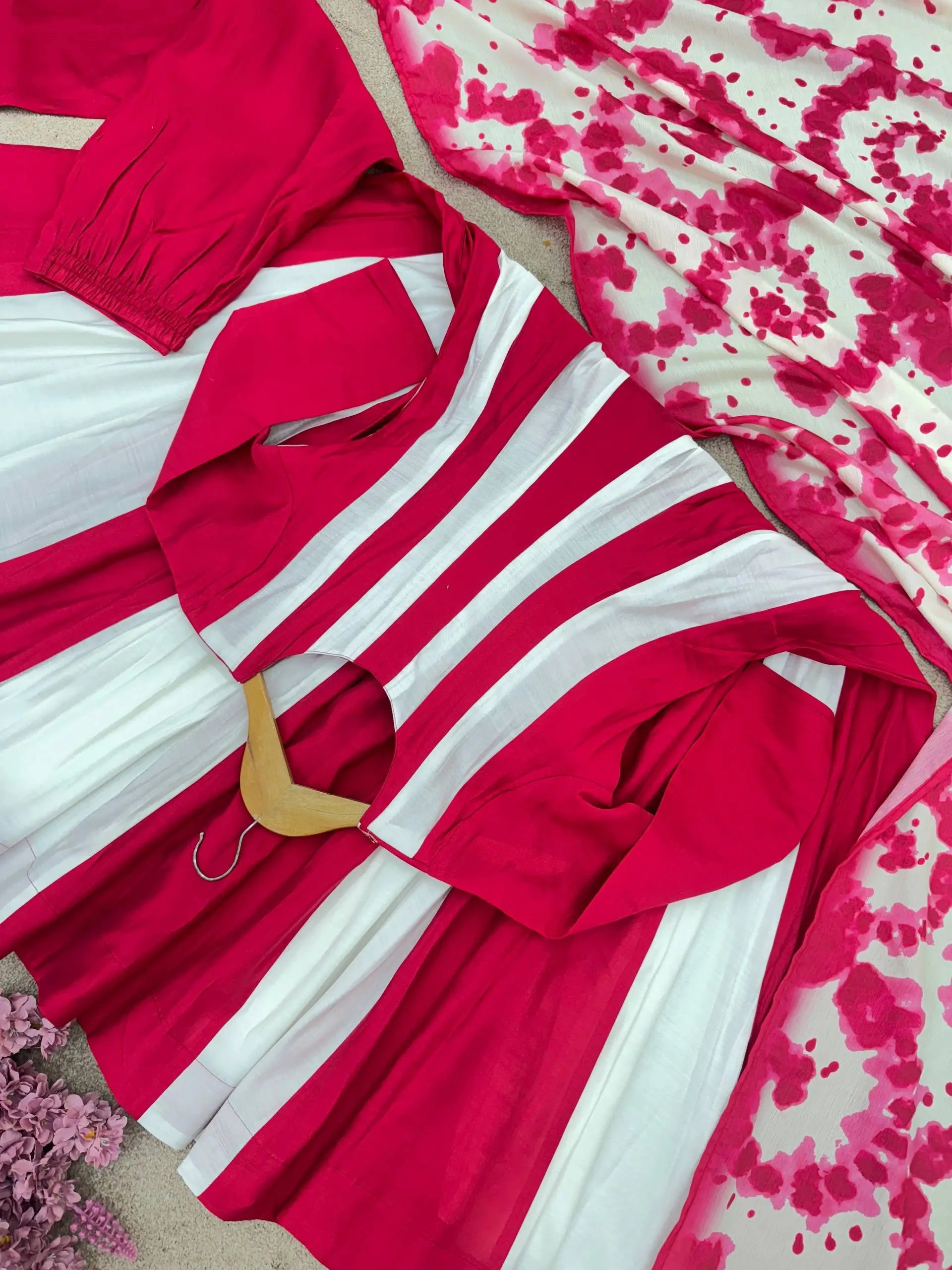 Roman Silk Embroidered Gown Set