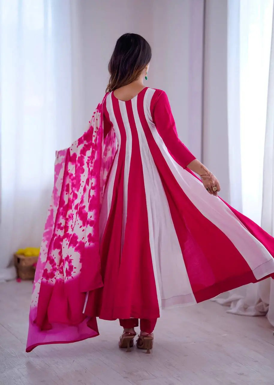 Roman Silk Embroidered Gown Set