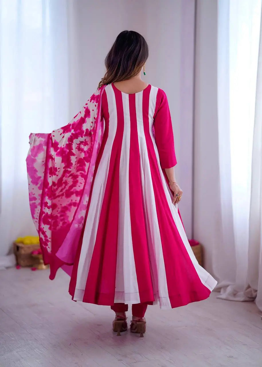 Roman Silk Embroidered Gown Set