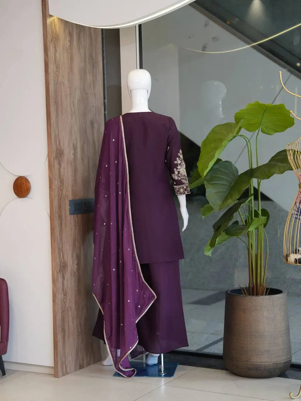 Roman Silk Embroidered Kurta Palazzo Set