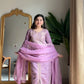 Roman Silk Embroidered Kurti Palazzo Set with Organza Dupatta for Festive and Wedding Wear