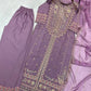 Roman Silk Embroidered Kurti Palazzo Set with Organza Dupatta for Festive and Wedding Wear