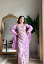 Roman Silk Embroidered Kurti Palazzo Set with Organza Dupatta for Festive and Wedding Wear