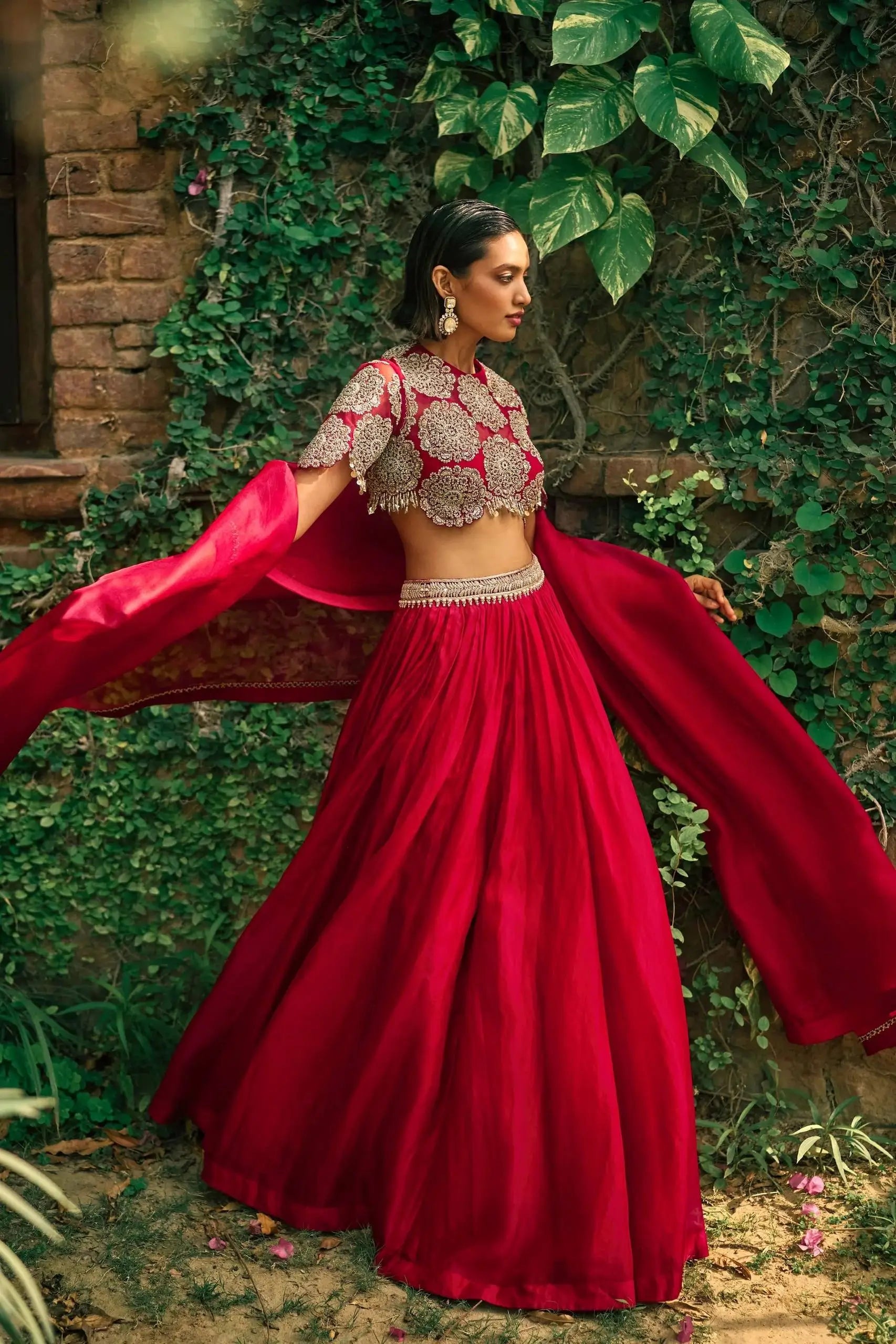 Roman Silk Embroidered Lehenga Set for Wedding and Festive Wear