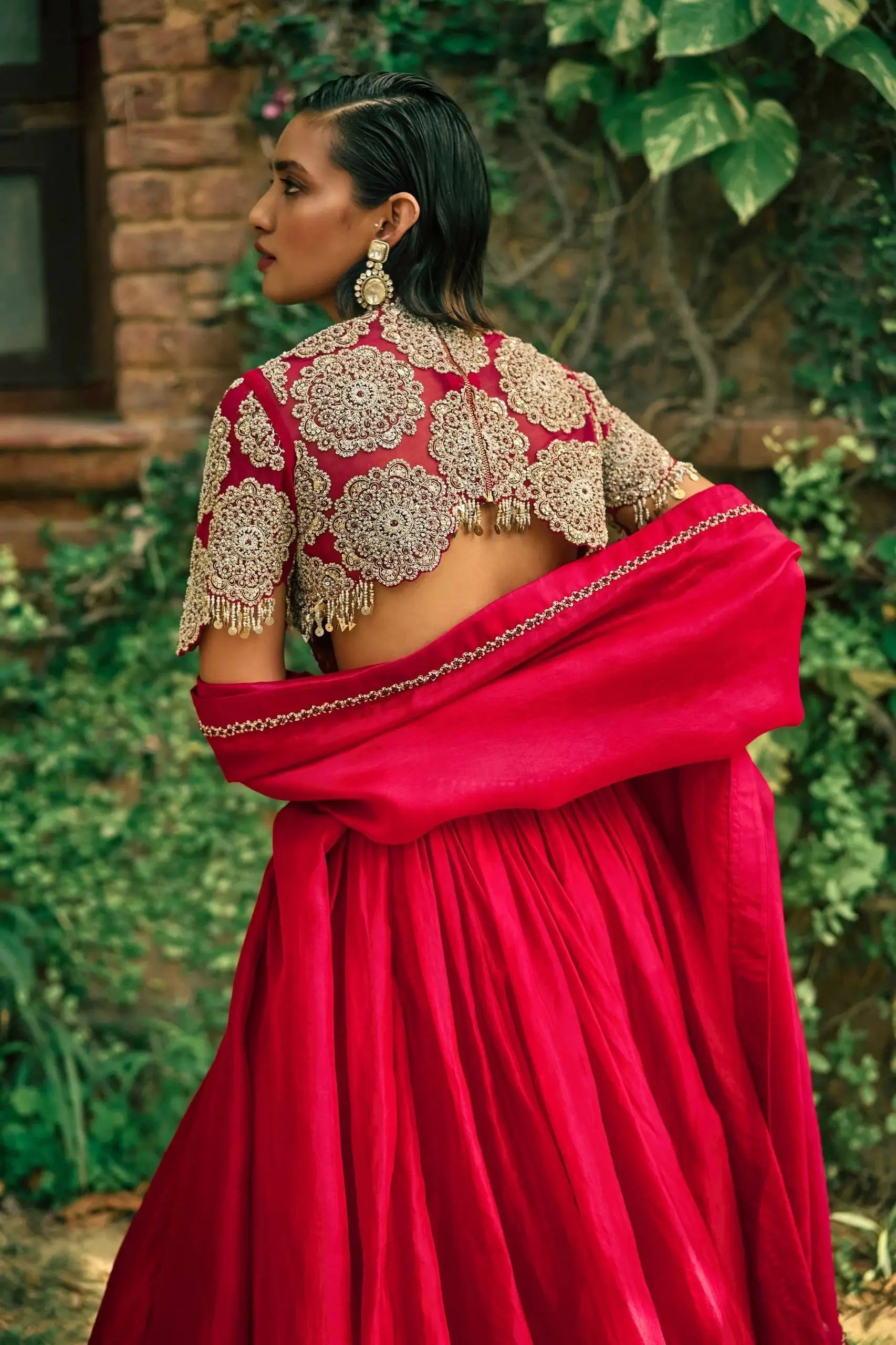 Roman Silk Embroidered Lehenga Set for Wedding and Festive Wear