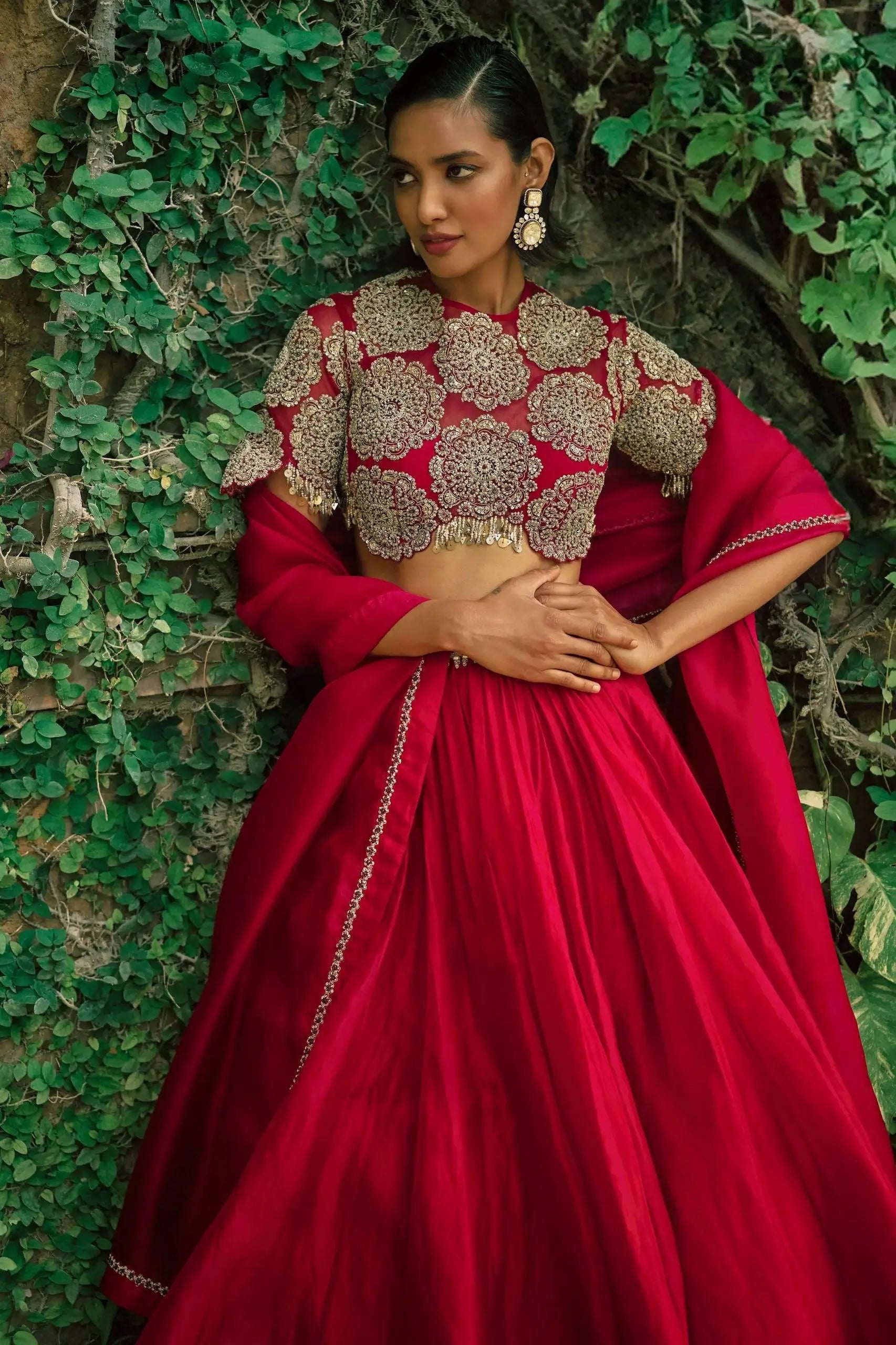 Roman Silk Embroidered Lehenga Set for Wedding and Festive Wear