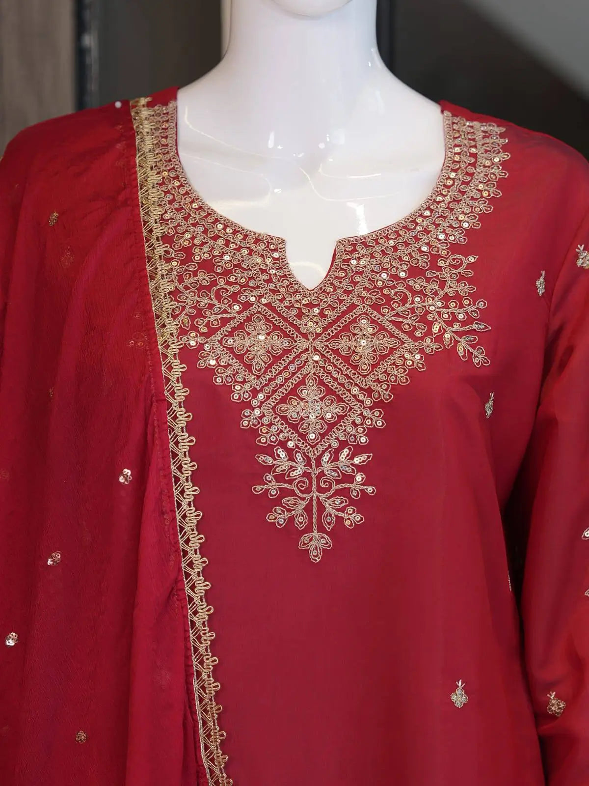 Roman Two Tone Embroidered Kurta Palazzo Set