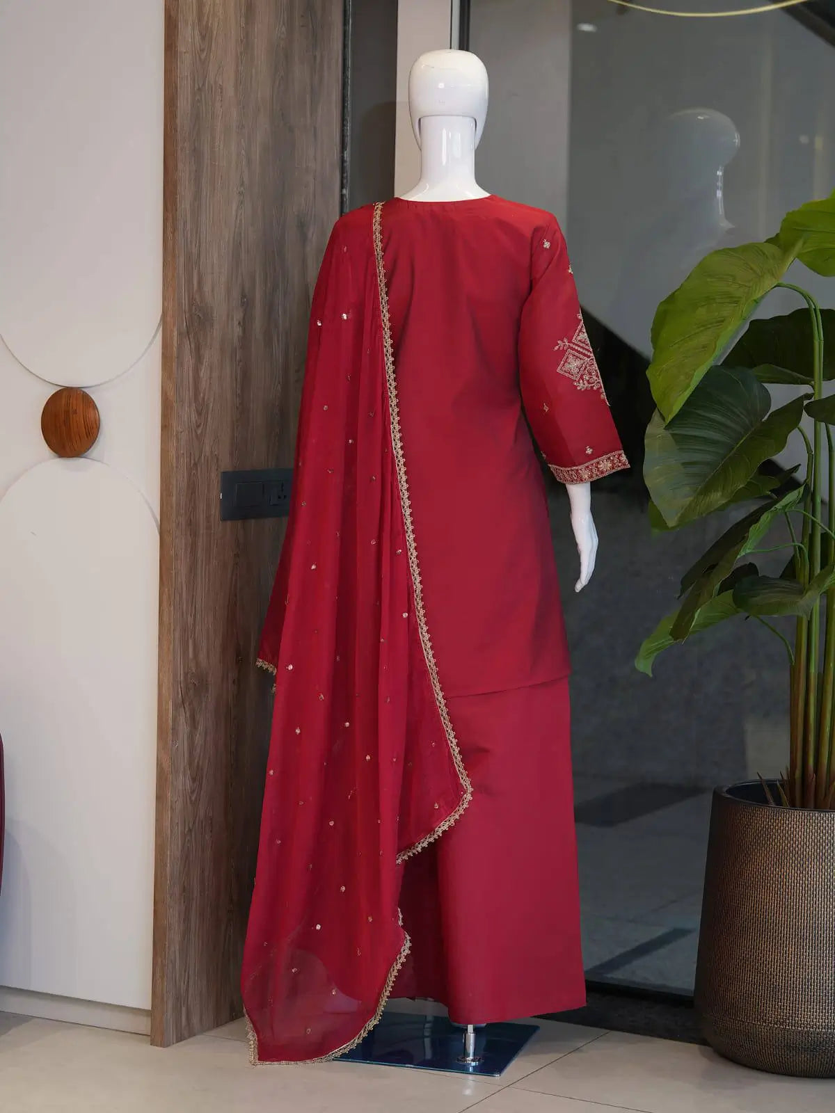 Roman Two Tone Embroidered Kurta Palazzo Set