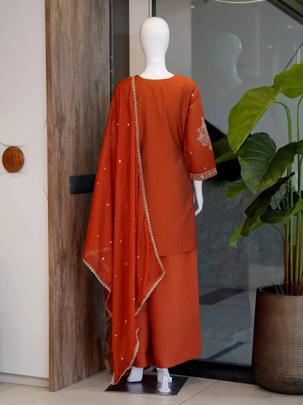 Roman Two Tone Embroidered Kurta Palazzo Set