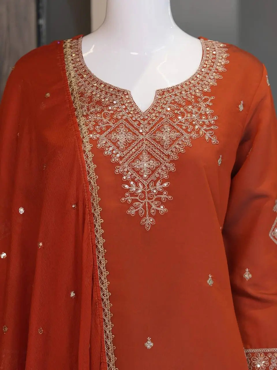 Roman Two Tone Sequin Kurta Palazzo Set