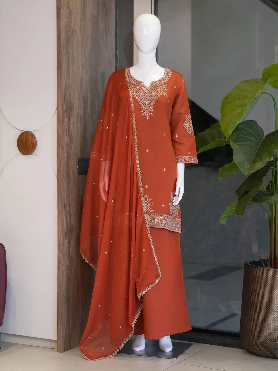 Roman Two Tone Sequin Kurta Palazzo Set