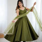 Romansilk Chanderi Anarkali Set with Dupatta and Pant – Mirror Lace Detailing
