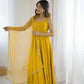 Romansilk Chanderi Anarkali Set with Dupatta and Pant – Mirror Lace Detailing