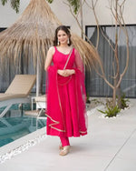 Romansilk Chanderi Anarkali Set with Dupatta and Pant – Mirror Lace Detailing