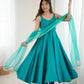 Romansilk Chanderi Anarkali Set with Dupatta and Pant – Mirror Lace Detailing