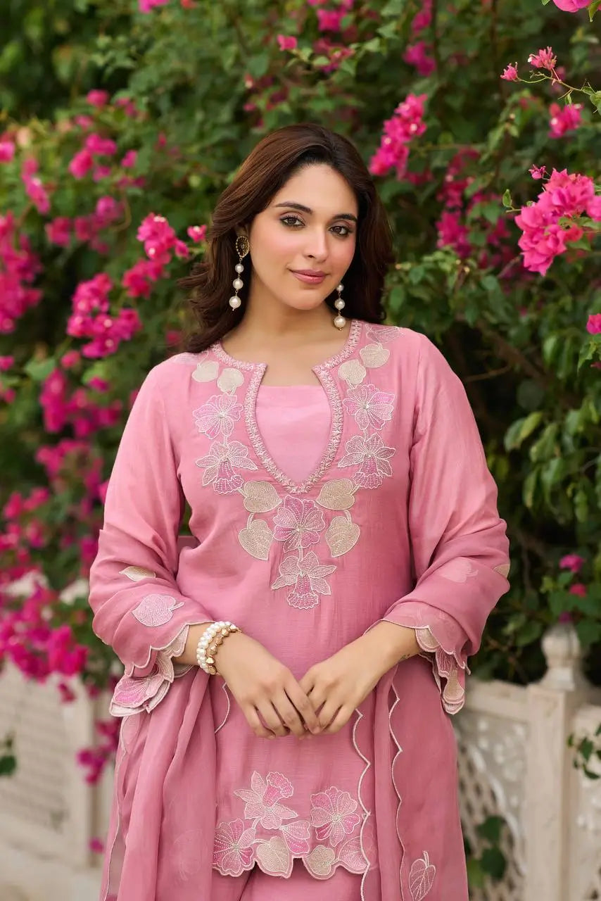 Rose Cutwork Floral Sharara