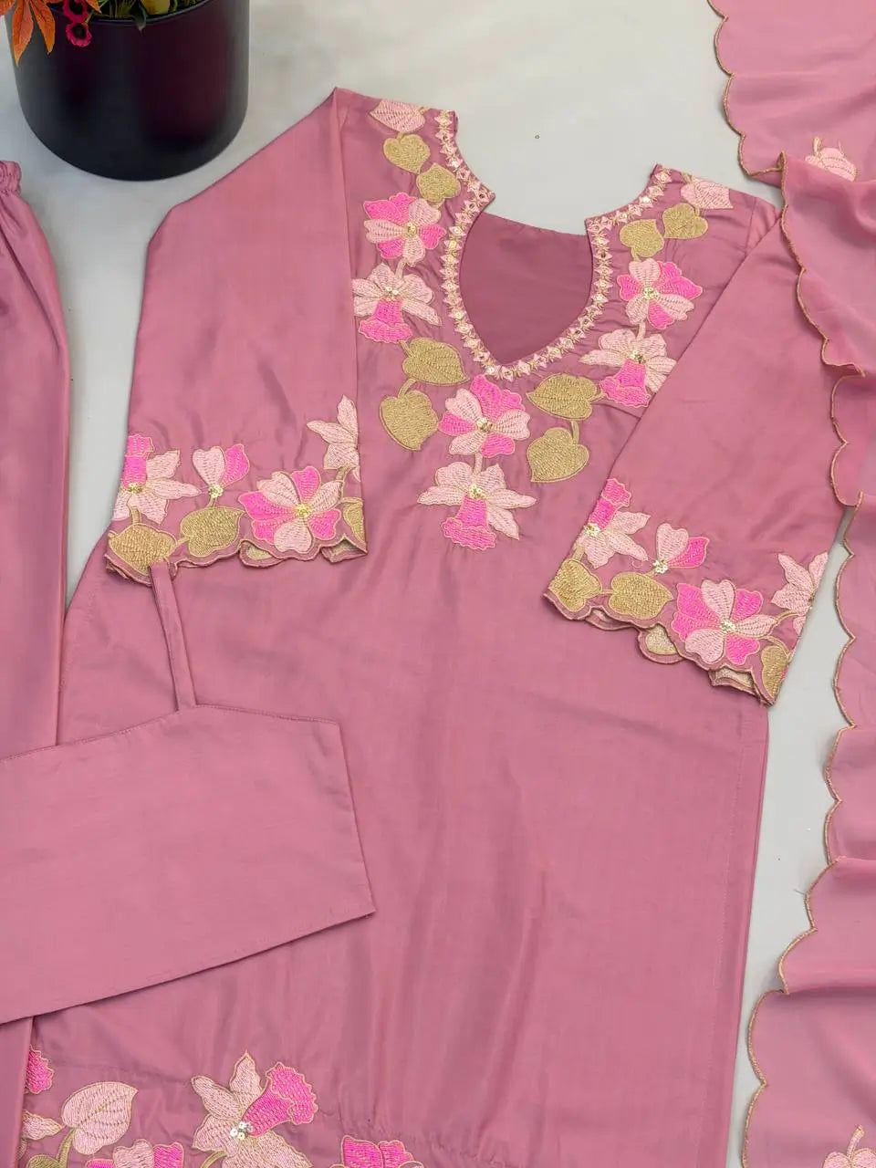 Rose Cutwork Floral Sharara