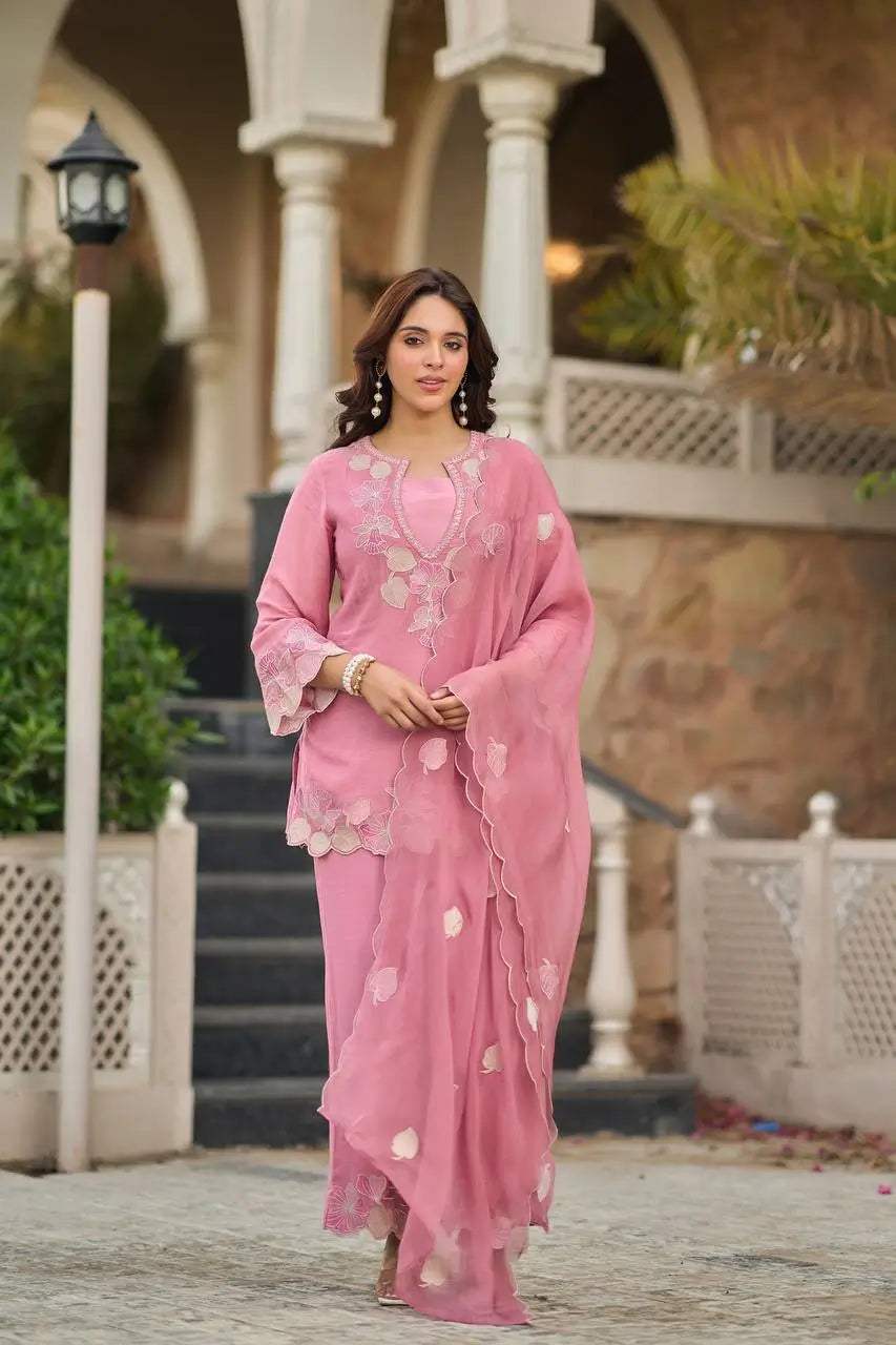 Rose Cutwork Floral Sharara
