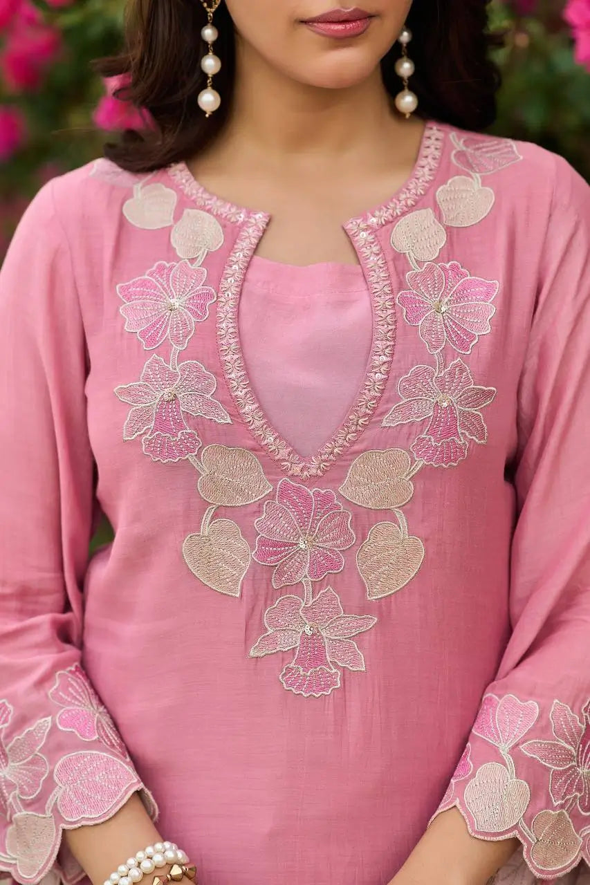 Rose Cutwork Floral Sharara