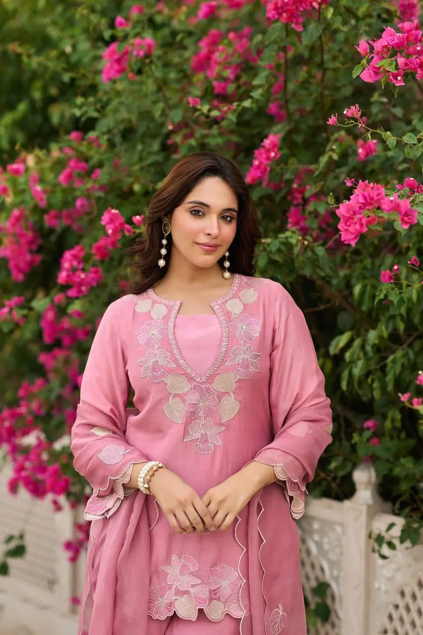 Rose Cutwork Floral Sharara