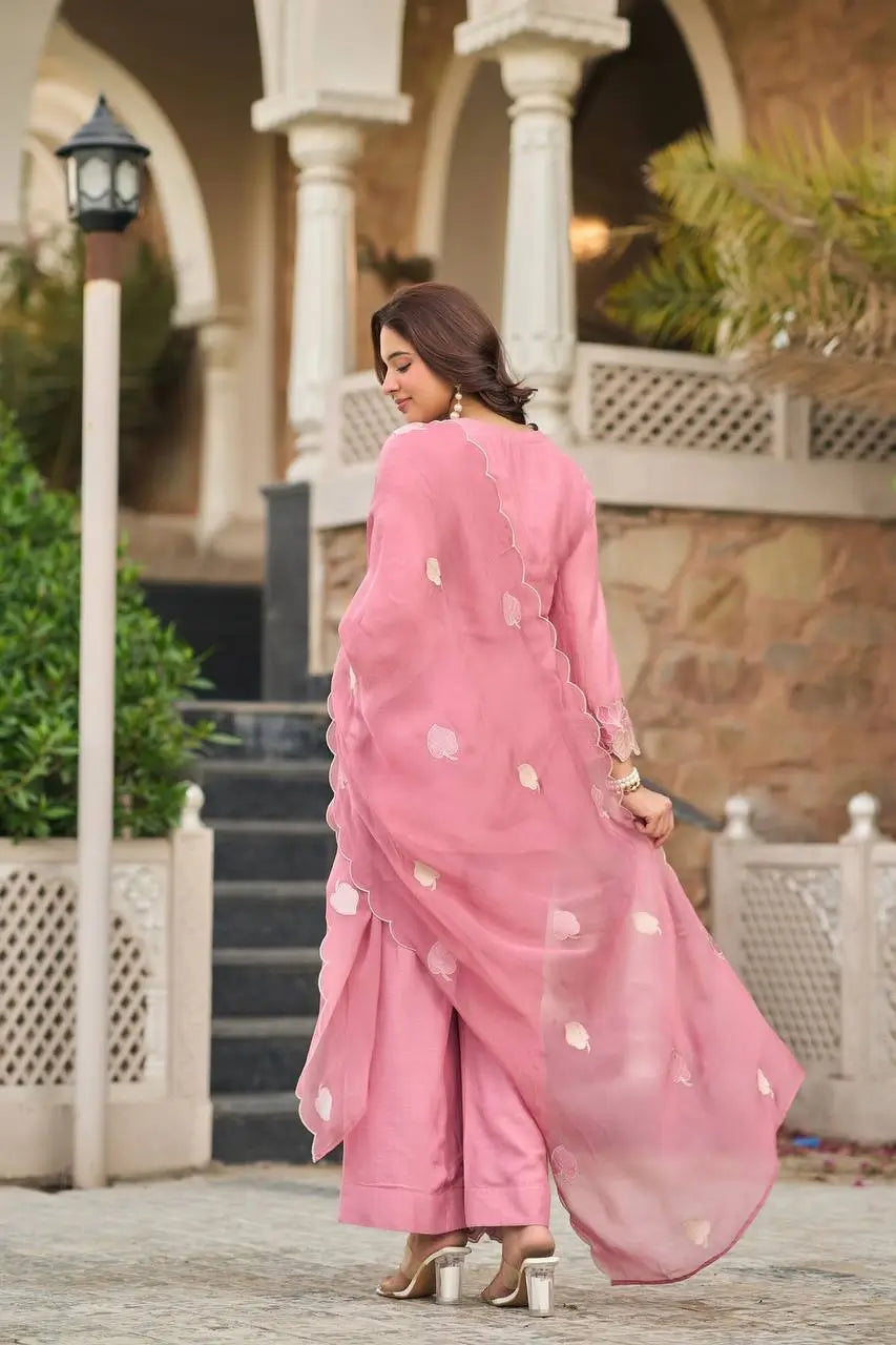 Rose Cutwork Floral Sharara