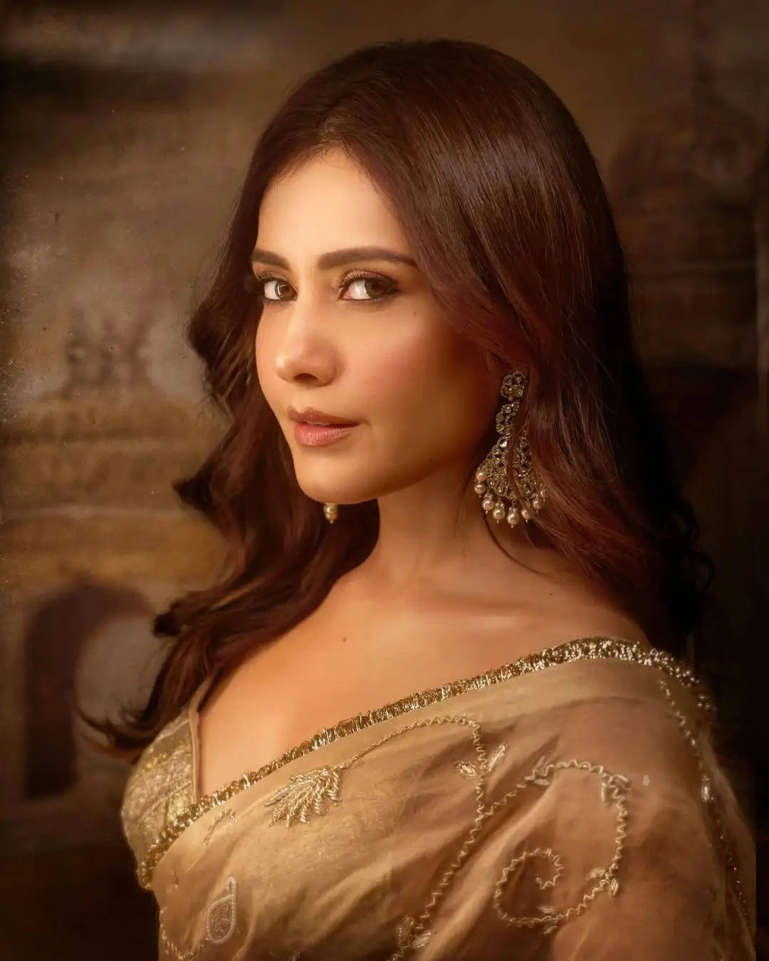Rose Gold Silk Embroidered Saree with Designer Blouse