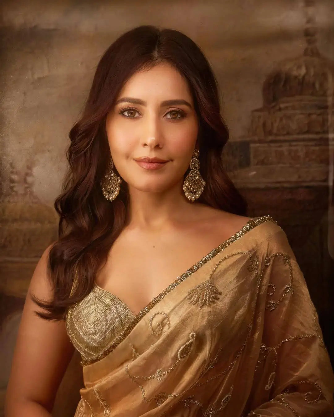 Rose Gold Silk Embroidered Saree with Designer Blouse