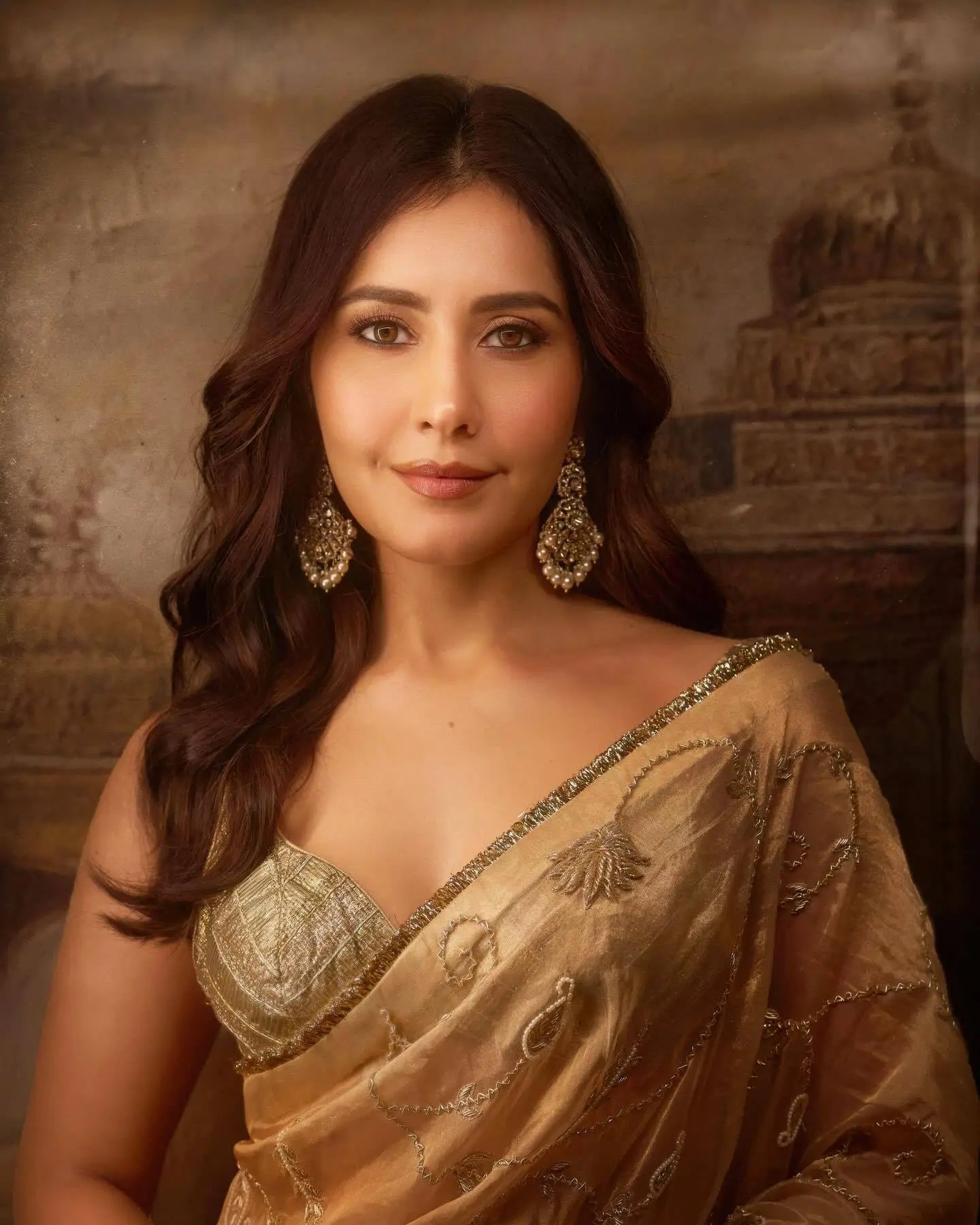 Rose Gold Silk Embroidered Saree with Designer Blouse
