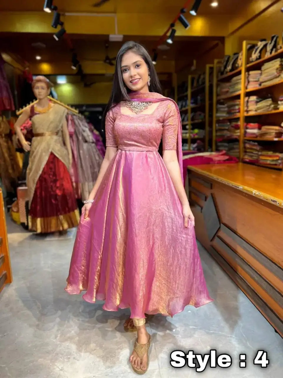 Rose Gold Two Tone Silk Lehenga Set for Wedding and Festive Wear (1 Dress 4 Way to Wear)