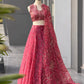 Rose Organza Printed Lehenga with Sequin Work