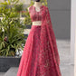 Rose Organza Printed Lehenga with Sequin Work