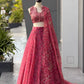 Rose Organza Printed Lehenga with Sequin Work