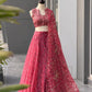 Rose Organza Printed Lehenga with Sequin Work